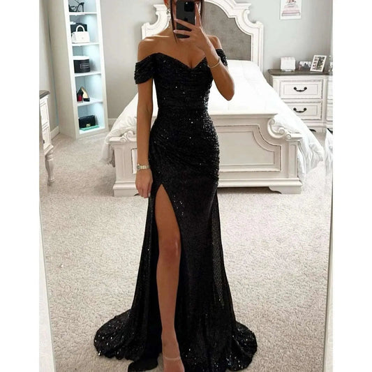 Levoire | Robe à encolure ronde avec des paillettes pour les fêtes