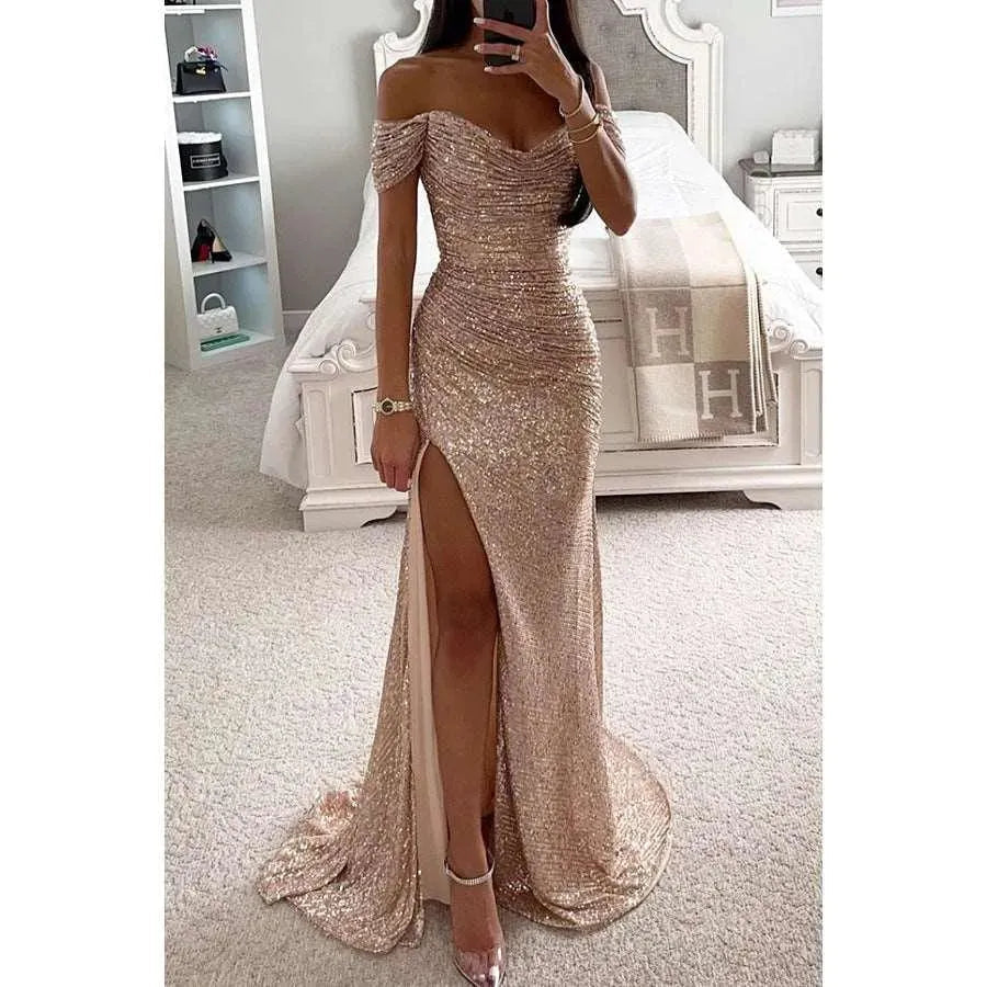 Levoire | Robe à encolure ronde avec des paillettes pour les fêtes