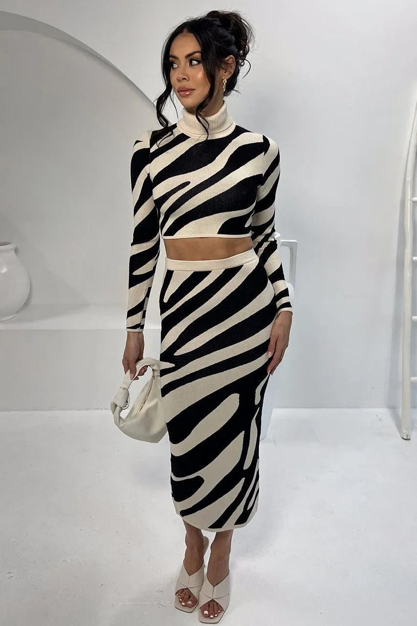 Levoire | Robe tricotée à crayon étroit et rayé