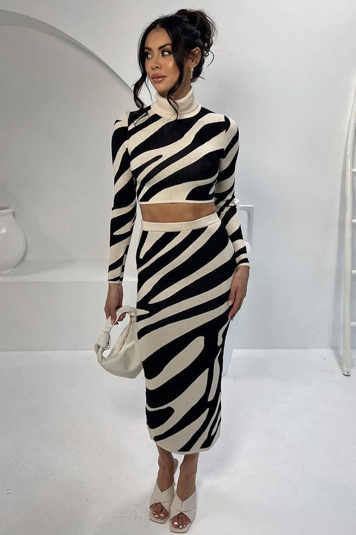 Levoire | Robe tricotée à crayon étroit et rayé