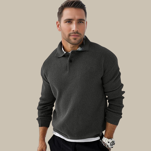 Levoire | Polo À Manches Longues Tricoté Élégant Pour Hommes