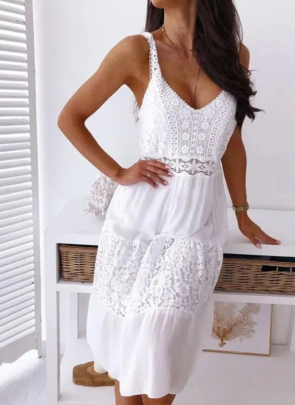 Levoire | Robe sexy en dentelle avec poignet à la cheville Blanc