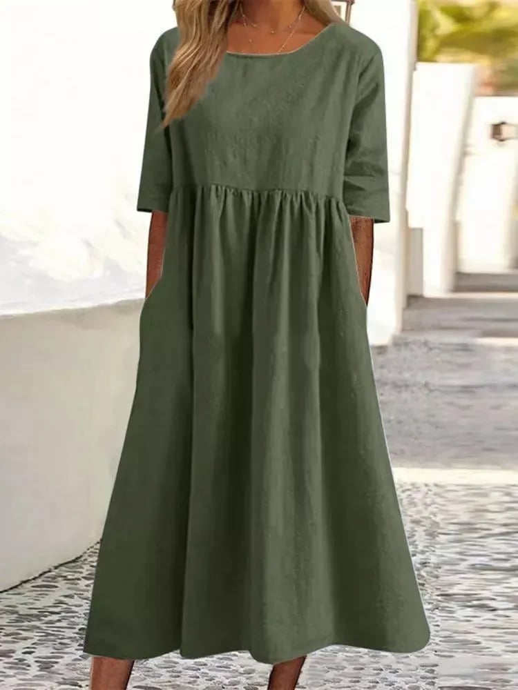 Levoire | Élégant Confortable Robe Coton Vert armée