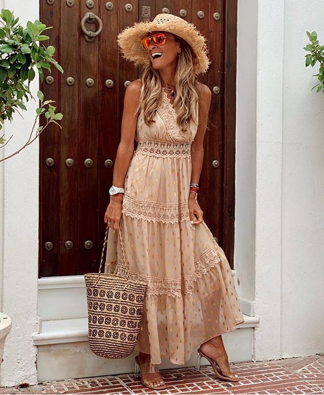 Levoire | Robe Maxi Élégante Cintrée Beige