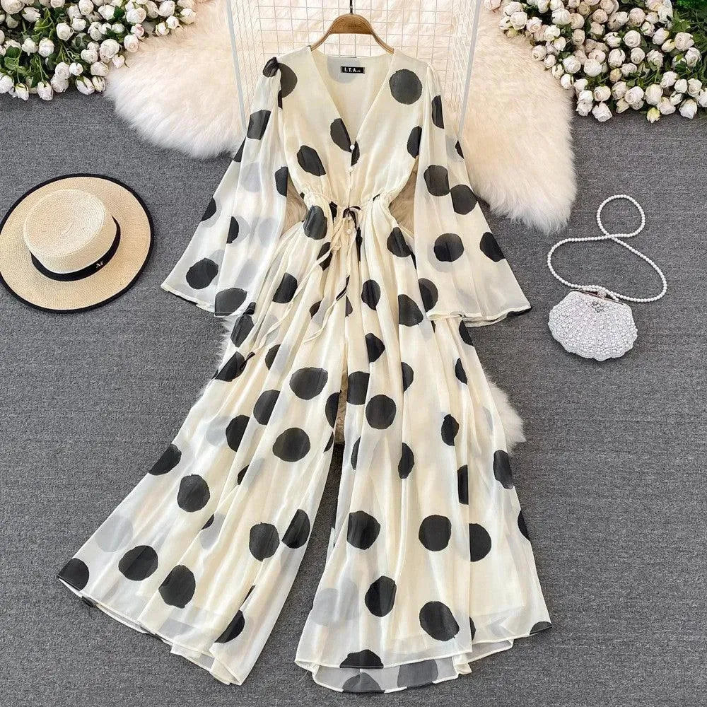 Levoire | Salopette à col V avec imprimé à pois Abricot Une taille