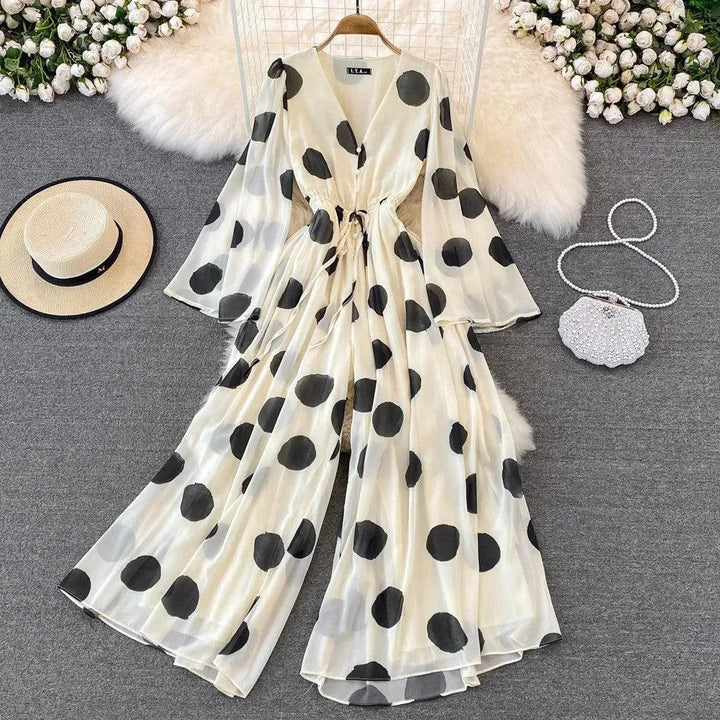 Levoire | Salopette à col V avec imprimé à pois Abricot Une taille