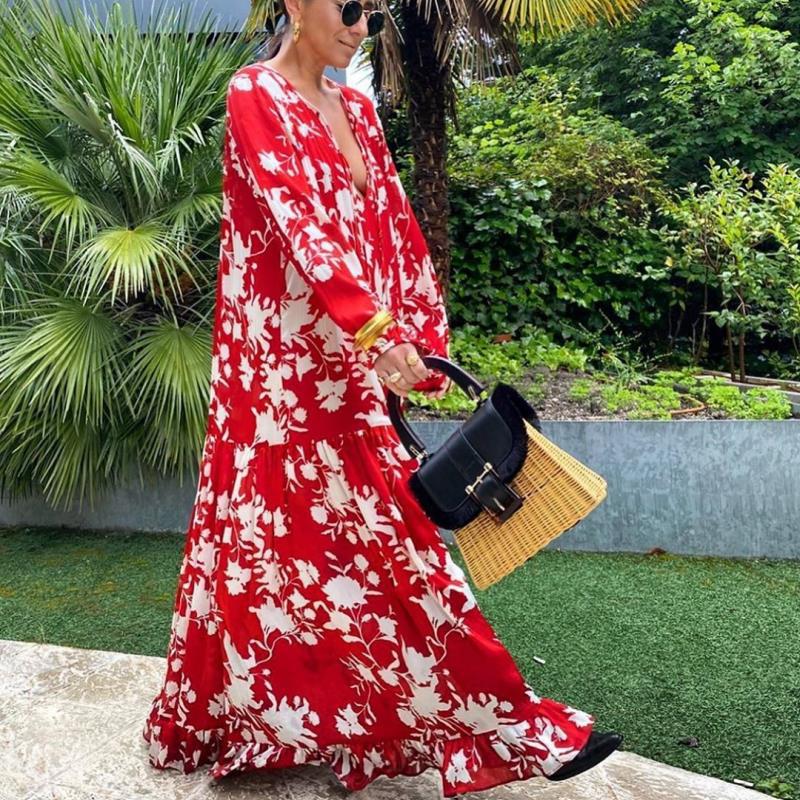 Levoire | Rento Gratuit Chiffon Long Jupe Rot