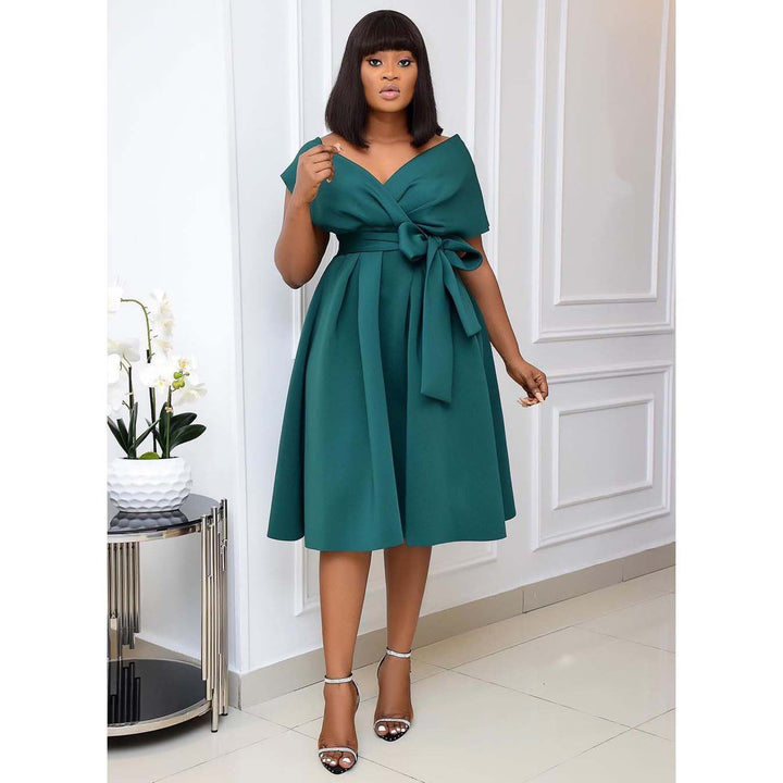 Levoire | Robe de soirée élégante avec décolleté en V Vert