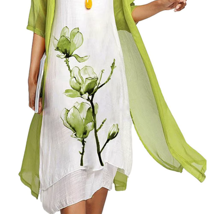 Levoire | Robe légère avec imprimé floral et kimono transparent