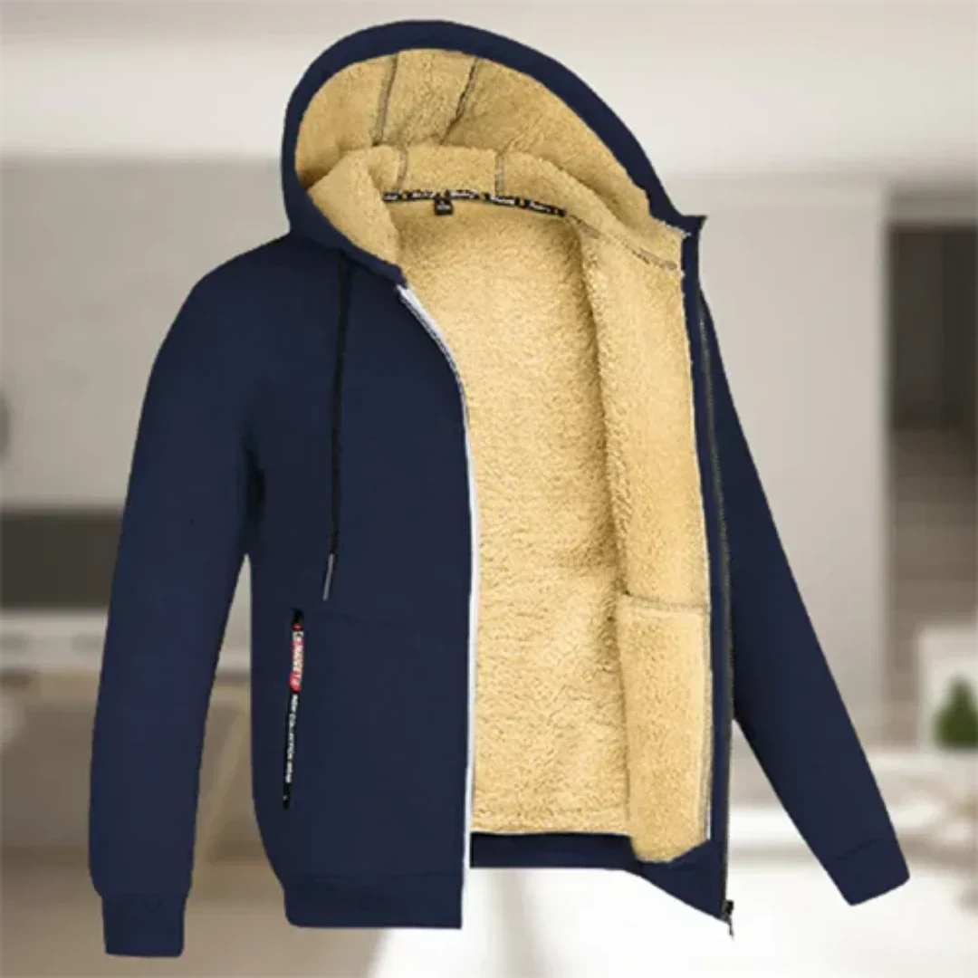 Levoire | Veste chaude avec fermeture éclair et capuche Bleu marine