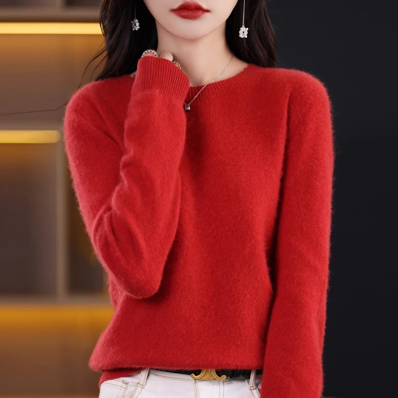 Levoire | Cachemire-pull Nuisettes Col Rond, Doux Luxe & Chaleur Rot
