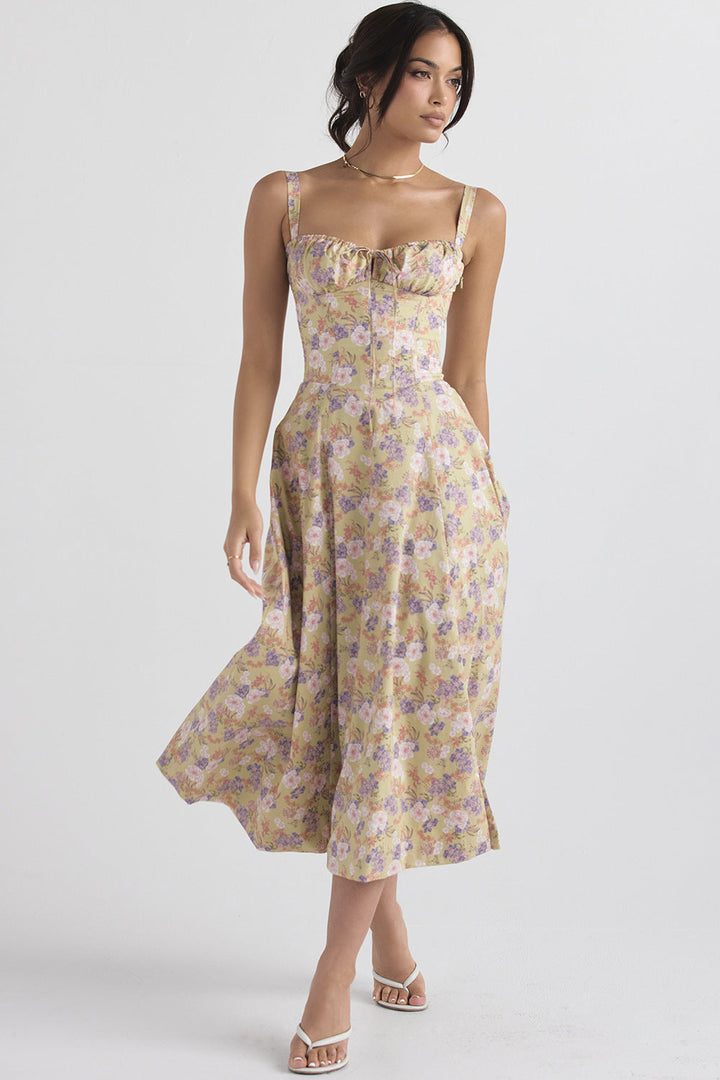 Levoire | Robe Vintage Florale Cintrée Beige clair