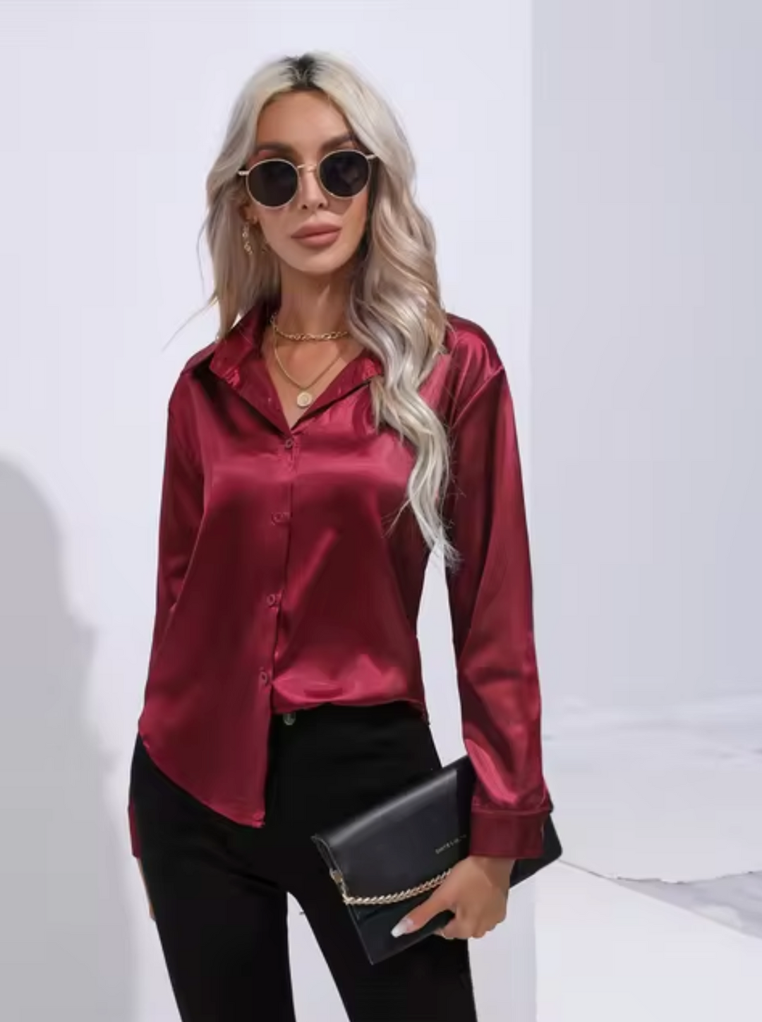 Levoire | Chemisier Luxe Avec Manches Longues Vin rouge