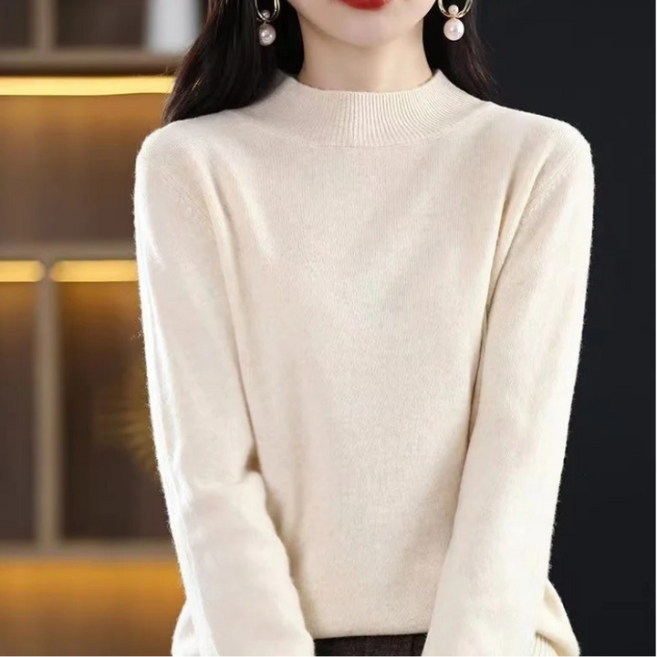 Levoire | Cachemire Pull Femme Col Haut, Doux & Design Intemporel Beige