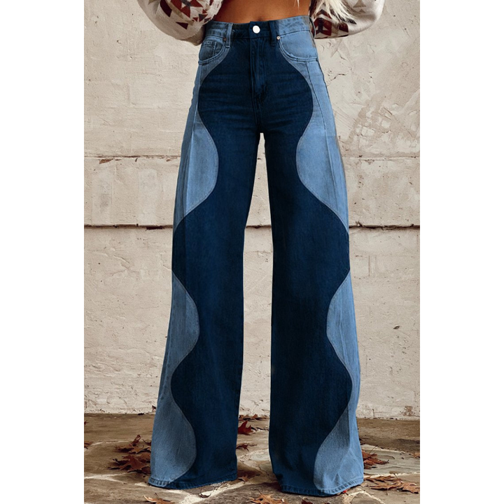 Levoire | Pantalon Large À Design Ondulé Bleue