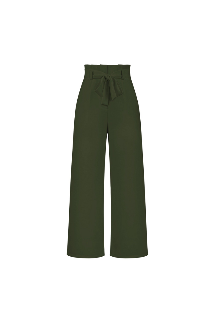 Levoire | Pantalon En Lin Pour Femmes Long Vert marais