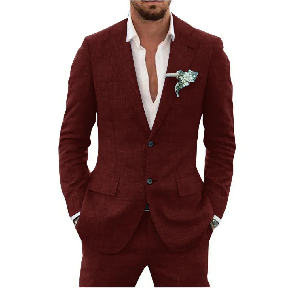 Levoire | Costume en lin pour hommes Violet vinho