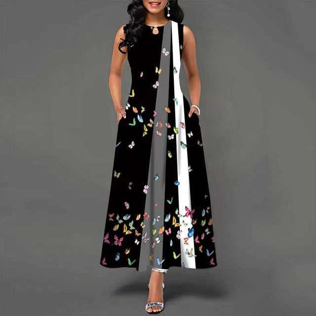 Levoire | Robe Longue Sans Manches Pour Femme Papillons