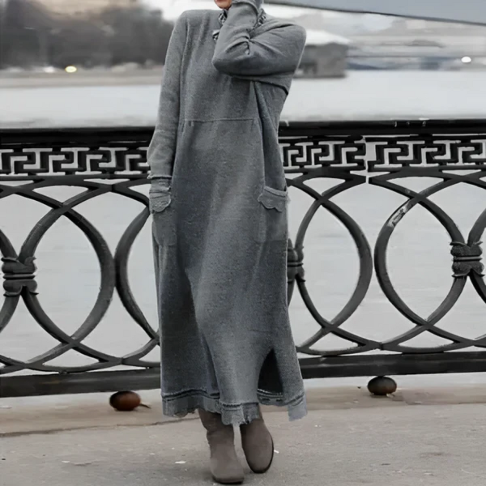 Levoire | Maxi robe à manches longues pour femmes Gris
