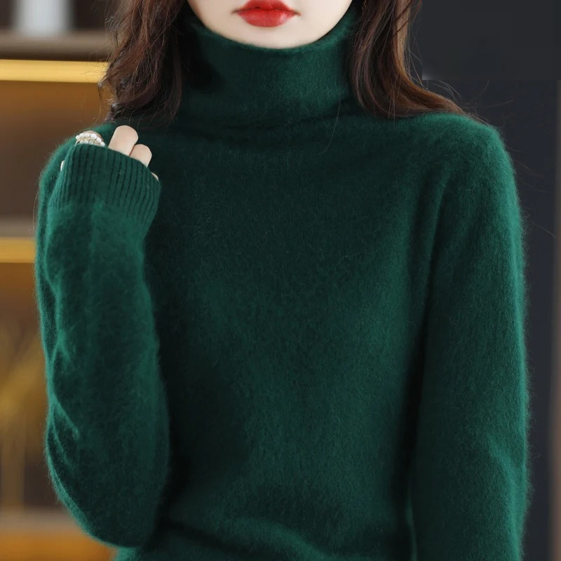 Levoire | Pull à col roulé en cachemire pour femmes Doux pull avec col haut, Design chaud et luxueux Vert