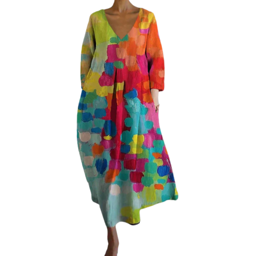 Levoire | Robe d'été multicolore à décolleté en V pour femmes Multicolore