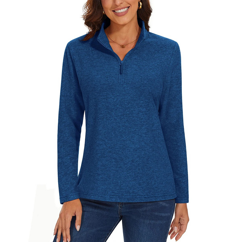 Levoire | Pull femme à fermeture éclair, motif en côtes et confort Bleu foncé