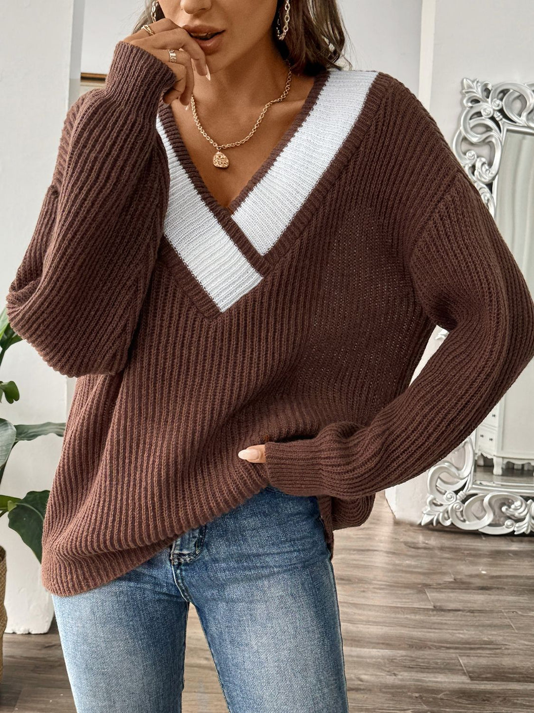 Levoire | Chemise À Queue Lâche Confortable À Manches Longues Marron foncé
