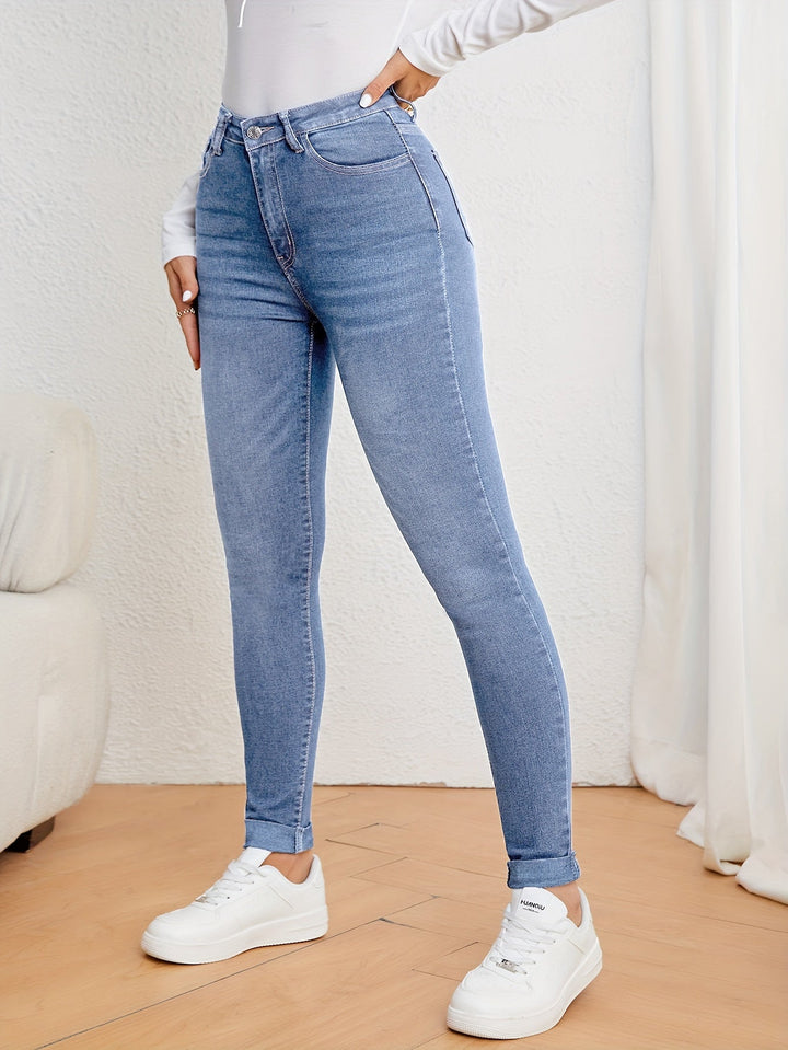 Levoire | Vert Olive Jeans Slim Fit Taille Haute Denim Élastique
