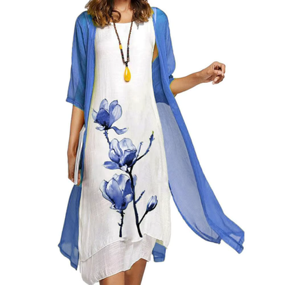 Levoire | Robe légère avec imprimé floral et kimono transparent