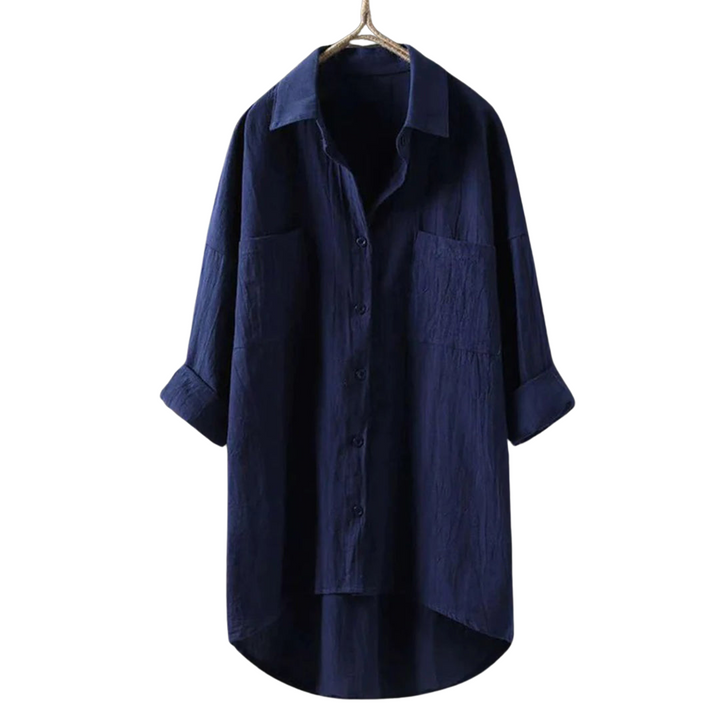 Levoire | Chemise Down À Boutons Avec Poches Pour Femmes Bleu
