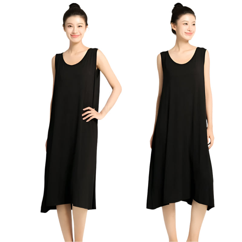 Levoire | Chemise De Nuit Sans Manches Matériau Doux Noir