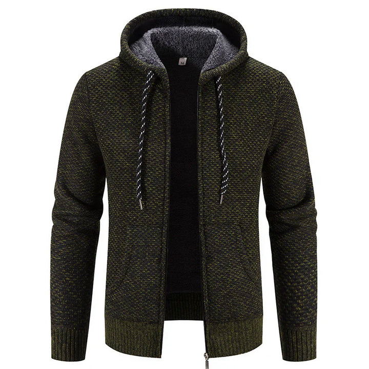 Levoire | Pull En Tricot Pour Hommes Avec Capuche Et Revêtement En Fleece Vert