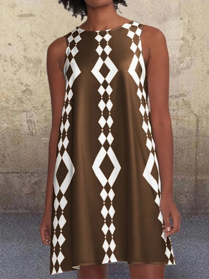 Levoire | Jupes mi-longue A-line sans manches imprimée élégante Braun