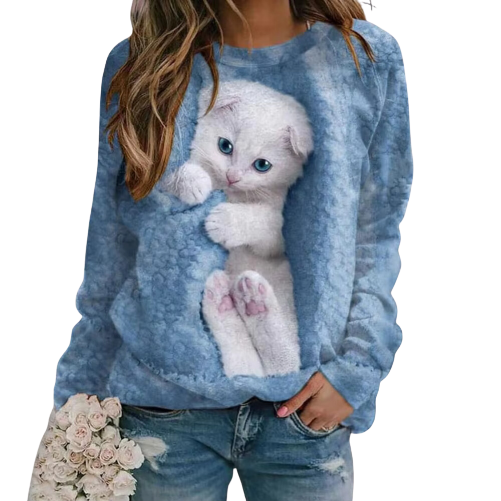 Levoire | Pull Pour Femmes En Peluche Pour Chats Bleu