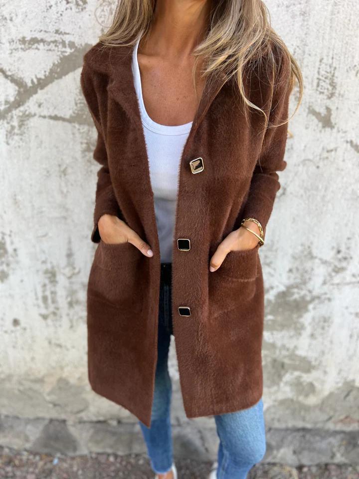 Levoire | Veste Femme En Rose À Boutons Marron foncé
