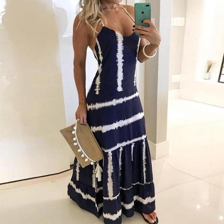 Robe maxi à bretelles spaghetti pour femmes avec détails de florescence Levoire