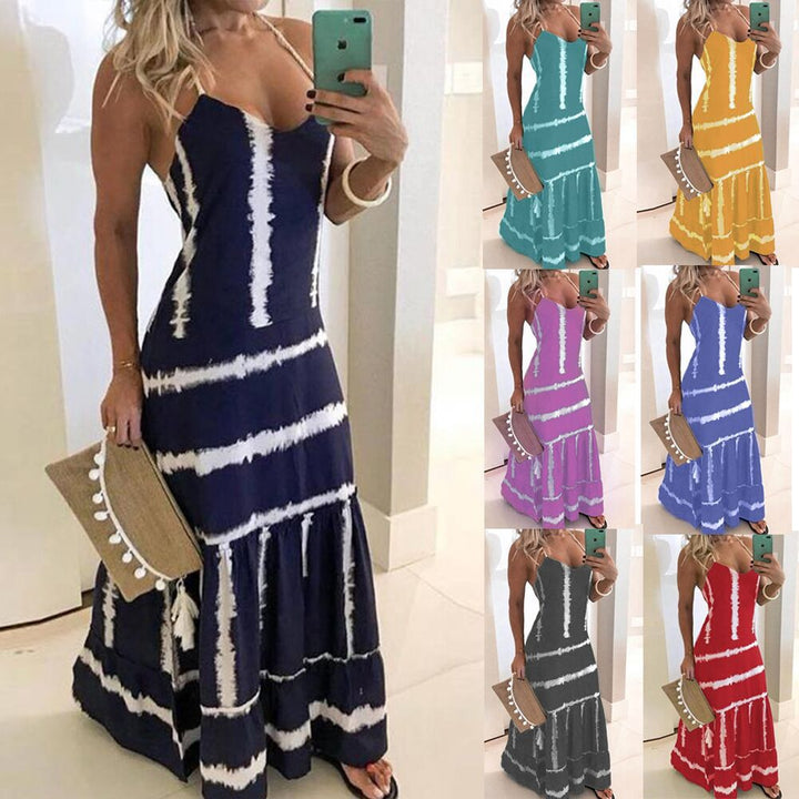 Robe maxi à bretelles spaghetti pour femmes avec détails de florescence Levoire