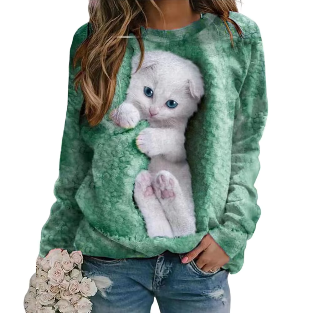 Levoire | Pull Pour Femmes En Peluche Pour Chats Vert