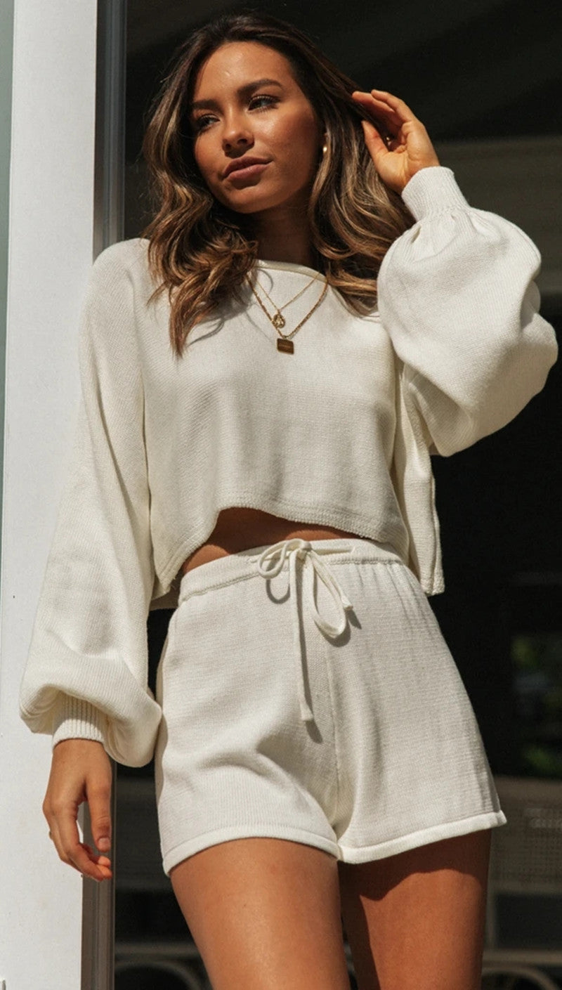 Ensemble décontracté pour femmes avec sweat court et short Levoire