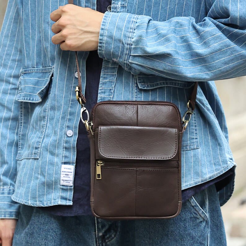 Levoire | Petit Sac À Bandoulière En Cuir Véritable Pour Hommes