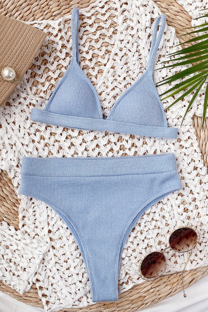 Levoire | Bikini Avec Haut Triangulaire Et Short Bleu