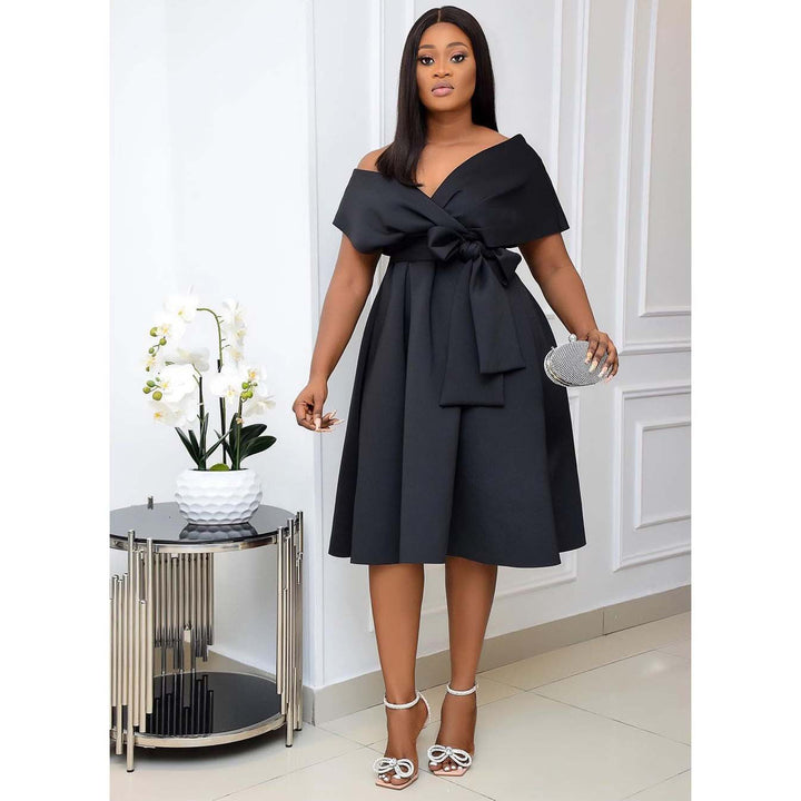 Levoire | Robe de soirée élégante avec décolleté en V Noir