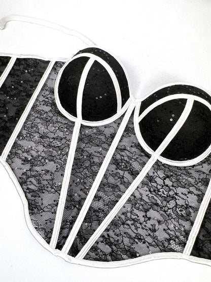 Levoire | Corset en filet transparent avec des détails en dentelle