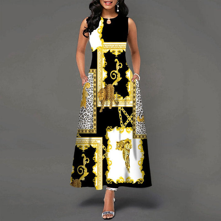 Levoire | Robe Longue Sans Manches Pour Femme Or noir