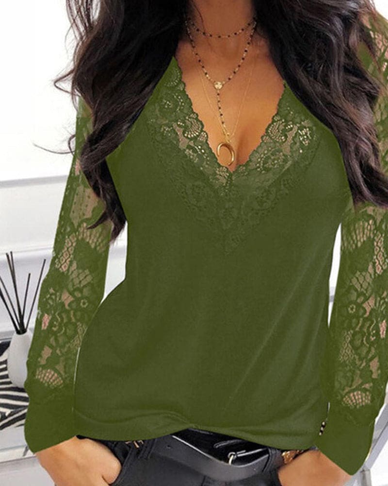 Levoire | Blouse En Dentelle Élégante Pour Femmes Vert