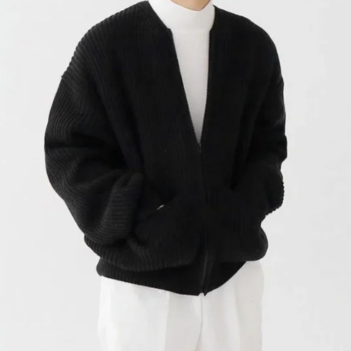 Levoire | Veste en tricot pour hommes avec fermeture éclair Noir