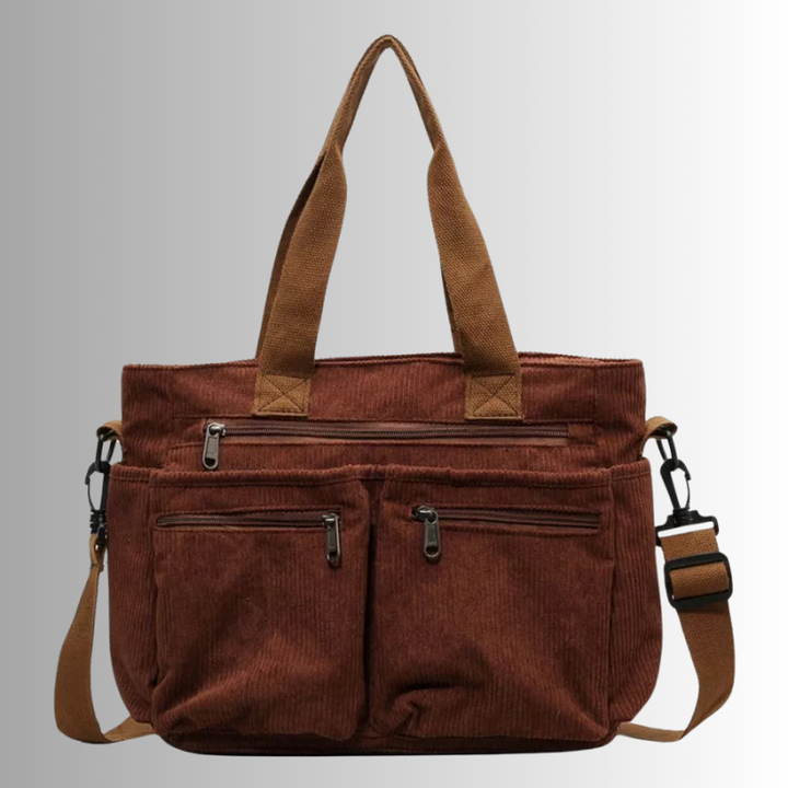 Levoire | Sac À Bandoulière En Corduroy Avec Plusieurs Poches Pour Femmes Braun