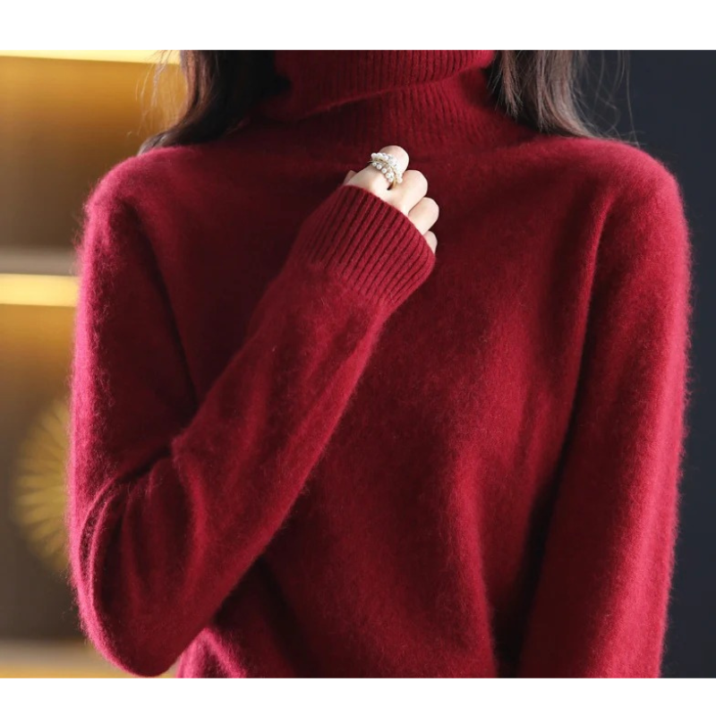Levoire | Pull à col rond pour femmes Pull en tricot doux, élégant et chaud Rouge foncé
