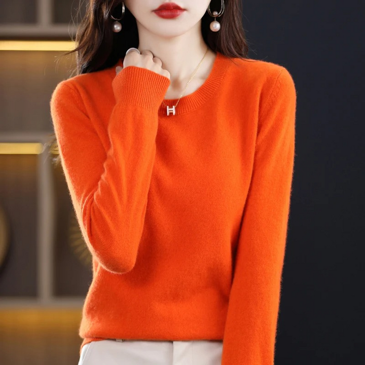 Levoire | Kasmirusvetimen Femmes Classique Col Rond, Doux & Élégant Orange