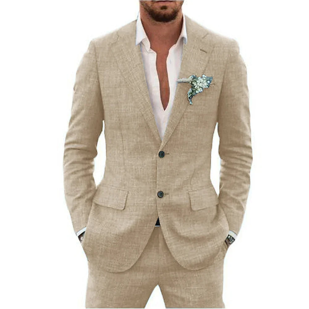 Levoire | Costume en lin pour hommes Champagne